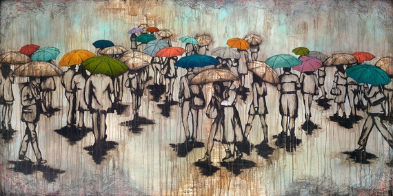 Rain Painting Umbrella Painting Titled Messages Of Hope Etsy