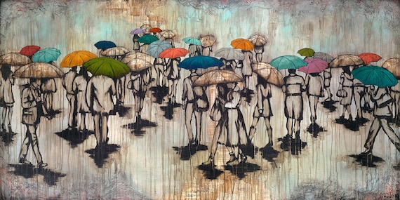 Rain Painting Umbrella Painting Titled Messages Of Hope Etsy