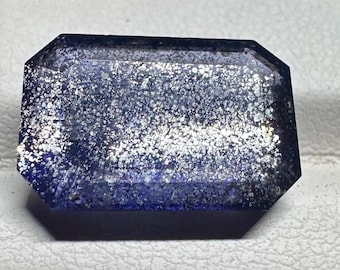 Natural Galaxy Iolite | Octagon  Cut 10.40x15.60 approxe  8 ct Blue Iolite Gemstone