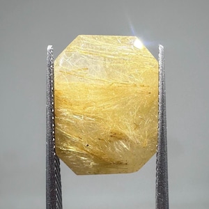 10.70 Carat Natural Rutilated Quartz Gemstone, Clean Fancy Cut Stone