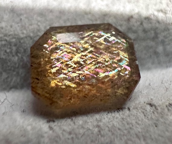 Octagon Rainbow Lattice Sunstone: 6.90x9mm Loose Gemstone