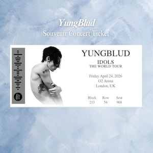 YUNGBLUD IDOLS The World Tour 2025 Individuelle Souvenir Konzertkarte Andenken