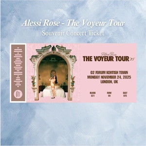 Alessi Rose The Voyeur Tour 2025 Individuelle Souvenir Konzertkarte Andenken