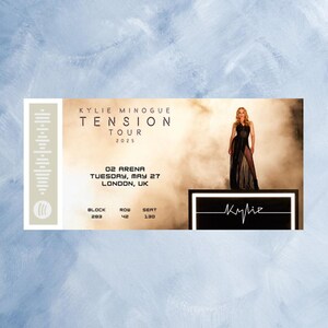 Kylie Minogue Tension World Tour 2025 Individuelle Souvenir Konzertkarte Andenken