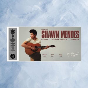 Swan Mendes On The Road Back Tour 2025 Individuelle Souvenir Konzertkarte Andenken