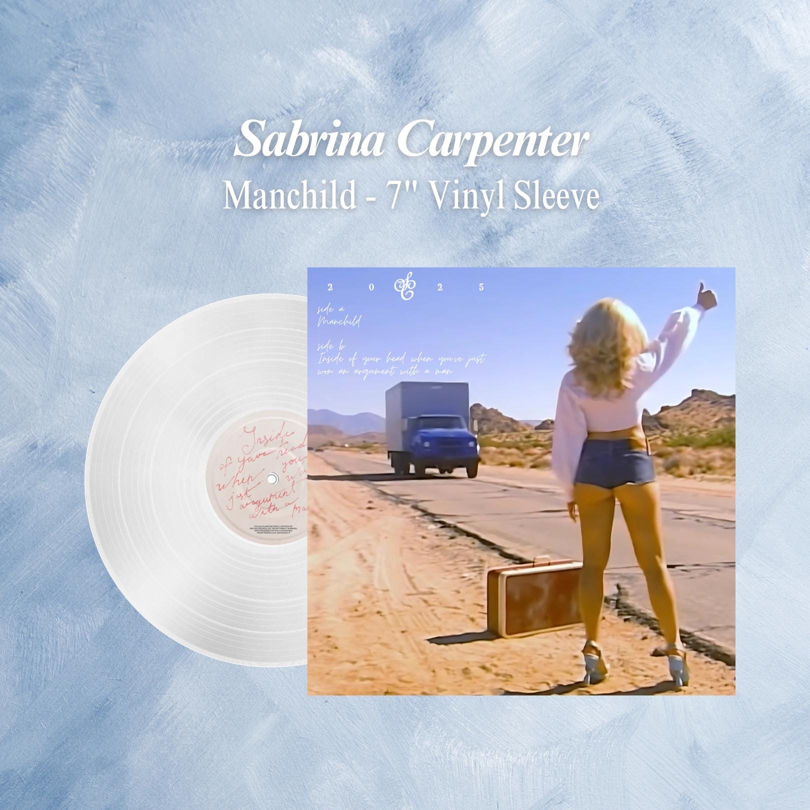 Sabrina Carpenter Manchild 7 Inch Custom Vinyl Record Sleeve