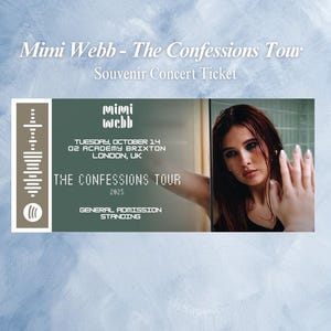 Mimi Webb The Confessions Tour 2025 Individuelle Souvenir Konzertkarte Andenken