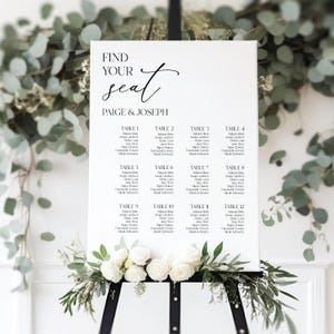 Printable Wedding Seating Chart – Find Your Seat Sign Template – Modern Editable Wedding Table Plan – Custom Reception Chart Download, PAI