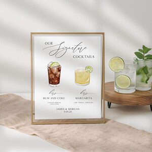 Signature Drink Sign, Wedding Bar Menu, Editable Cocktail Sign for Reception, Instant Download Poster Template [PAI]