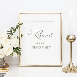 Letrero de boda reservado editable, plantilla imprimible, elegante tarjeta de asientos para ceremonia o recepción, diseño personalizable [PAI]