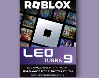Roblox Birthday Invitation Canva Template | Gaming Theme | Editable Printable Instant Download