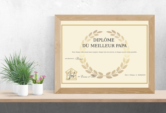 Diplôme Personnalisé Humour à Imprimer | Certificat Cadeau Original Numérique | Fichier PDF Personnalisable