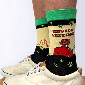 Devils Lettuce Men’s Crew Socks - Men’s Socks, Funny Socks, Unique Socks, Cotton Socks, Comfy Socks