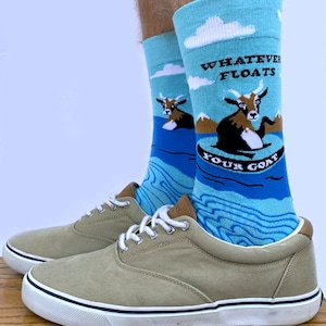 Whatever Floats Your Goat Men’s Crew Socks - Men’s Socks, Funny Socks, Unique Socks, Cotton Socks, Comfy Socks, Goat Socks