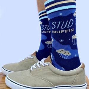 Stud Muffin Men’s Crew Socks - Men’s Socks, Funny Socks, Unique Socks, Cotton Socks, Comfy Socks