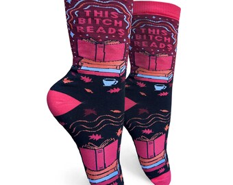 This Bitch Reads Womens Crew Socks