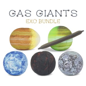 Gas Giants Exoplanets Bundle - Educational Toys for Kids and Toddlers - 3D Mapped HQ Printed Stuffed Balls Set - Realistic Science Toys