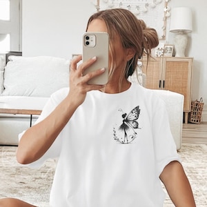 Celestial Fairy T-Shirt: Starry Night Silhouette, Mystical Nature Tee