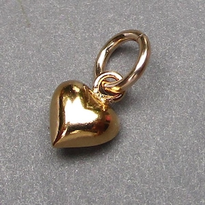 Small Gold Heart Charm, Earring Charm, 5mm Puffy Heart Necklace Pendant, Bracelet Charm, Necklace Charm, Heart Jewelry, Valentine&#39;s Day Gift