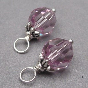 Light Amethyst Purple June Crystal Birthstone Charms for Necklaces, Earrings and Bracelets, 8mm Crystal Bead Dangles Drops