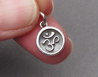 Sterling Silver Ohm Charm, Bangle Bracelet Charm, Yoga Charm, Ohm Necklace Pendant, Yoga Jewelry, Earring Charm, Meditation Charm