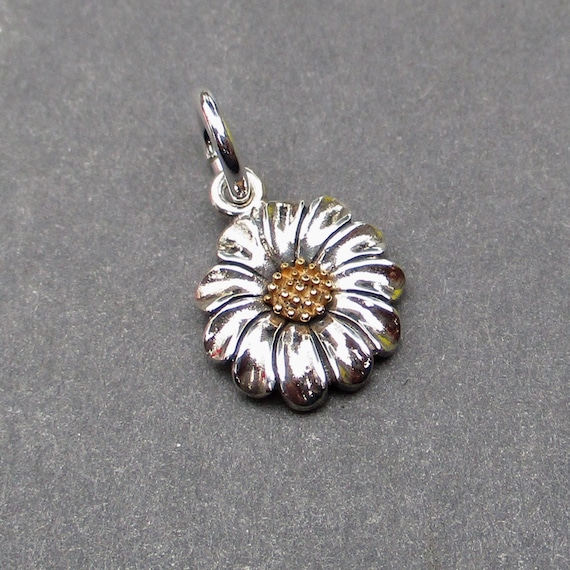 Sterling Silver Daisy Flower Necklace Charm, April Birth Flower