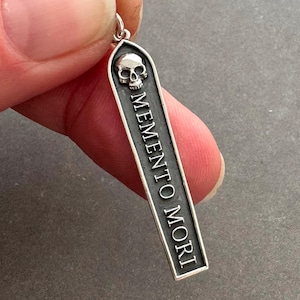 Sterling Silver Mori Memento Skull Necklace Charm, Gothic Halloween Pendant, Skull Jewelry, Day of The Dead Talisman Charm