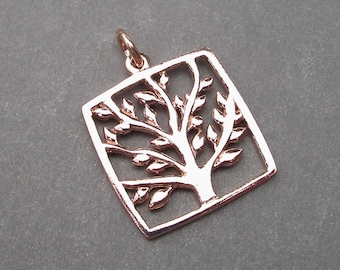 Rose Gold Family Tree of Life Necklace Pendant Charm