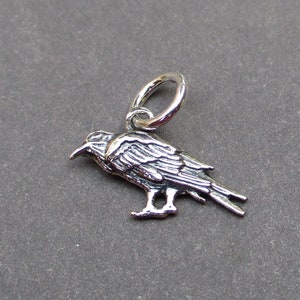 Sterling Silver Raven Bird Charm for Necklaces, Bracelets and Earrings, Halloween Gothic Necklace Pendant, Bird Jewelry, Jewelry Finding