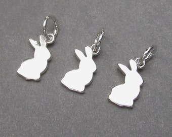 Charm de conejo de plata de ley para collares, pulseras y pendientes, colgante de conejito de Pascua