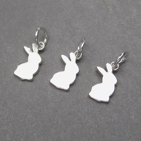 Sterling Silver Rabbit Charm, Easter Bunny Necklace Pendant, Rabbit Necklace Charm, Earring Charm, Charm for Bracelet, Easter Charm