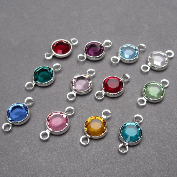 6mm Silver Crystal Channel Connector Birthstone Charms, Permanent Jewelry Supply, Earring Charms, Necklace Charms, Personalized Jewelry