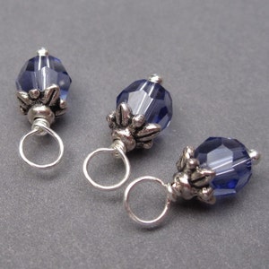 Breloques en cristal de tanzanite, Marqueurs de point, Breloque de collier interchangeable, Pendentifs en cristal, Breloques verres à vin, Pendentifs perle, Breloques boucles d&#39;oreilles