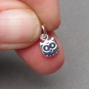 Tiny Sterling Silver Owl Necklace Bracelet Earring Charm, Wise Bird Necklace Pendant, Bird of Prey