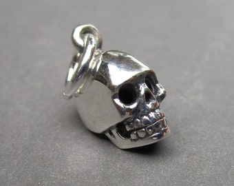 Peut inclure: Un charme en argent en forme de crâne avec un visage détaillé et une boucle pour l'attacher à un collier ou un bracelet.
