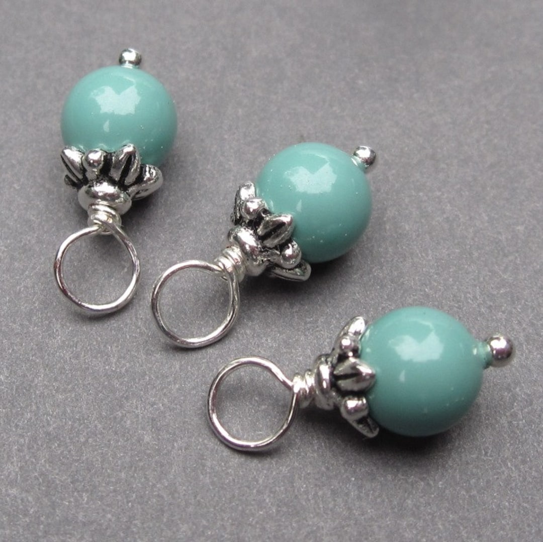 Jade Crystal Pearl Earring Charms, Stitch Markers, Wine Glass Charms