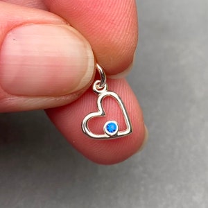 Birthstone Charm, Sterling Silver Heart Charm with Crystal, Personalized Jewelry, Bracelet Charm, Mother&#39;s Day Gift, Necklace Charm