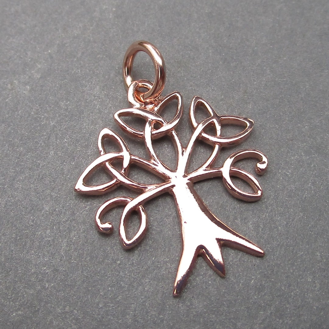 Tree of Life Rose Gold Necklace Charm, Family Tree Pendant - Etsy