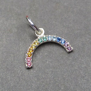 Small Rainbow Necklace Charm, LGBTQ Bangle Bracelet Charm, Necklace Pendant, Sterling Silver Pride Month Charm, Rainbow Jewelry