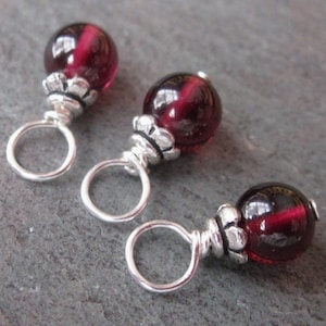 Tiny Garnet Birthstone Charms for Necklaces, Bracelets and Earrings, January Birthstone Jewelry, Garnet Gemstone Drops