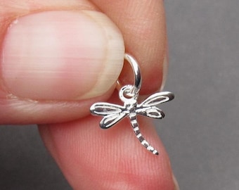 Tiny Dragonfly Sterling Silver Charm Pendant