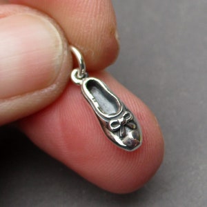 Sterling Silver Ballet Slipper Necklace Charm, Pointe Shoe Bracelet Dance Charm, Ballerina Jewelry, Gift for Ballet Lover, Gift for Dancer