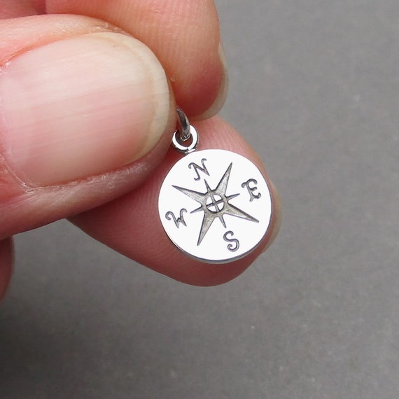 Compass Pendant or Charm Sterling Silver 10mm Compass Pendant or Charm Sterling Silver 10mm
