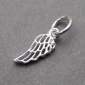 Sterling Silver Angel Wing Charm, Pet Memorial Necklace Pendant, Loss of Loved One Charm, Soaring Spirit Charm