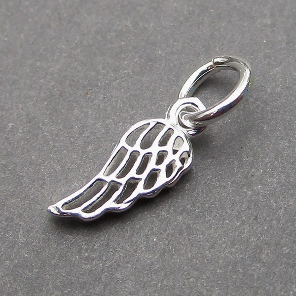 Breloque aile d'ange en argent sterling, pendentif de collier commémoratif d'animal de compagnie, breloque perte d'un être cher, breloque esprit envolée