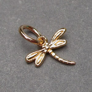 Tiny Gold Dragonfly Charm for Bracelets, Necklaces, Anklets, Dragonfly Jewelry, Gift under 10