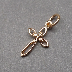 Gold Cross Necklace Charm, Necklace Pendant, Bracelet Charm, Gift for Christening Baptism Confirmation, Religious Jewelry, Gift for Her