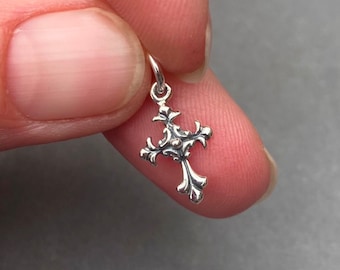 Fleuree Cross Pendant with Beaded Open Design Antiqued Sterling Silver Fleuree Cross Pendant with Beaded Open Design Antiqued Sterling Silver