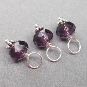 Amethyst Purple Birthstone Charms for Necklaces and Earrings, Sterling Silver Bead Dangles, February Birthstone Charms, Personalized Jewelry