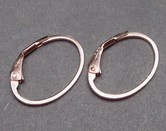 Rose Gold Hoop Lever Back Earrings for Interchangeable Charms, Comfortable Everyday Earrings